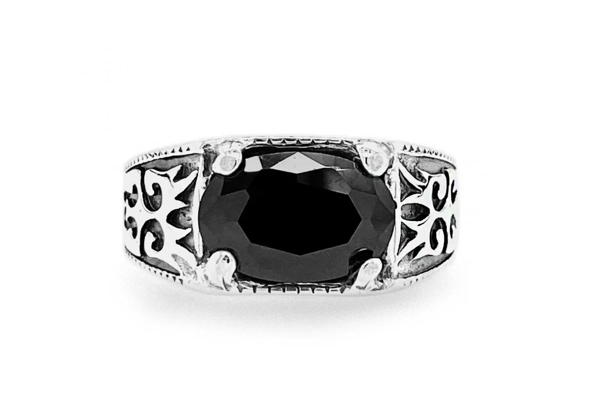 Sterling silver ring with Black Cubic Zirconia