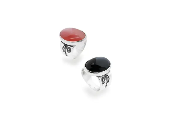 Silver ring with Onyx/ Cat eye