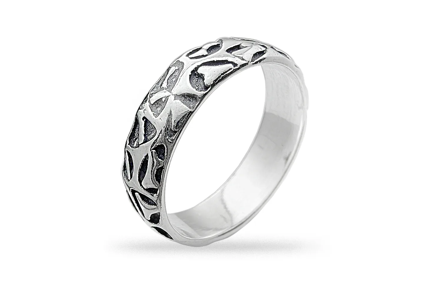 Silver ring with ornaments