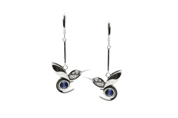 Silver earrings - hummingbird