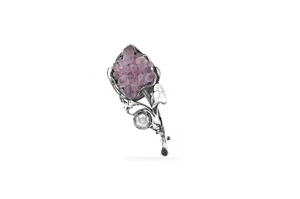 Brooch „Amethyst flower"