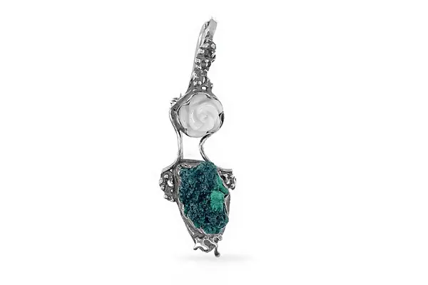Brooch - Pendant with Malachite