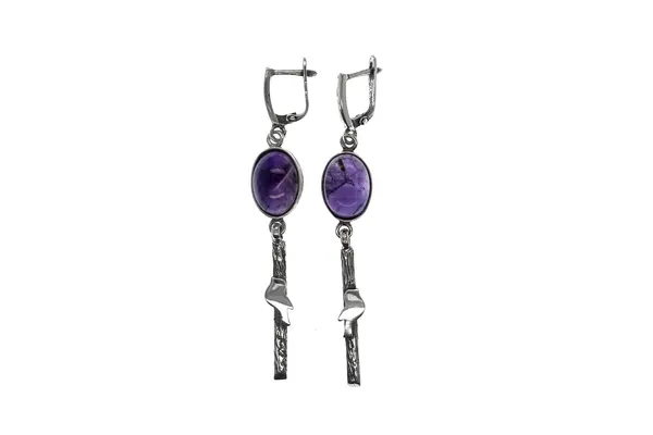 One-of-a-kind earrings - Amethyst bird