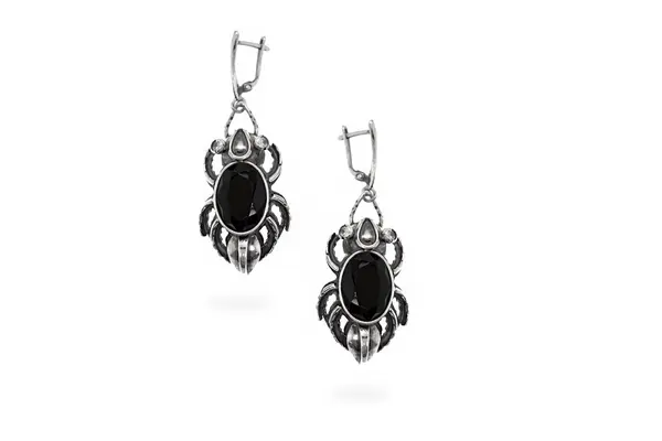One-of-a-kind earrings - Onyx beetles