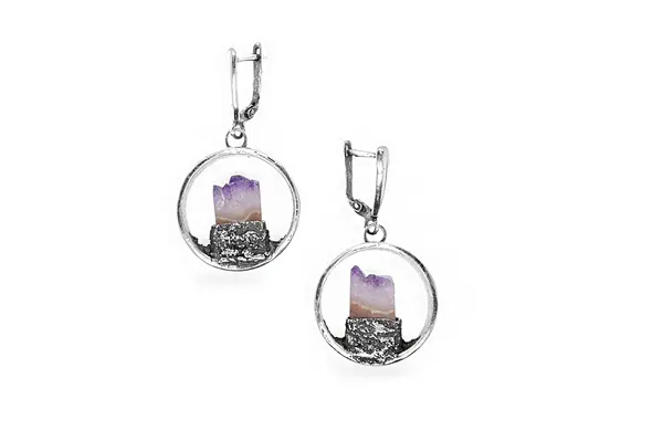 Earrings with amethyst