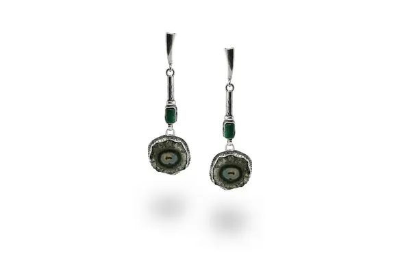 One-of-a-kind earrings with Amethyst and Malachite