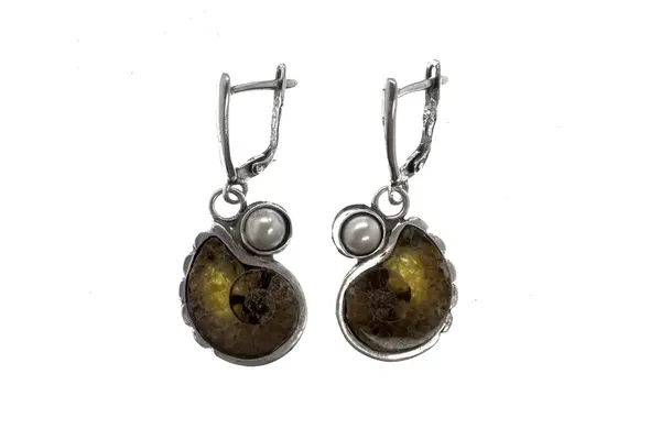 One-of-a-kind earrings with Ammonite