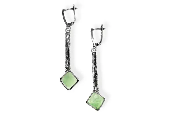 One-of-a-kind earrings with Chrysoprase