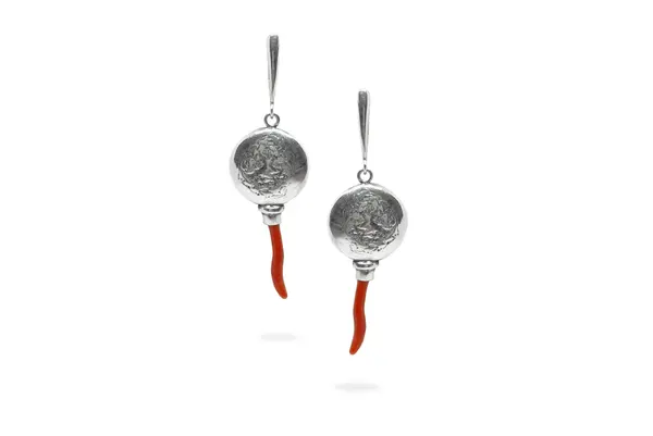 One-of-a-kind earrings with Coral