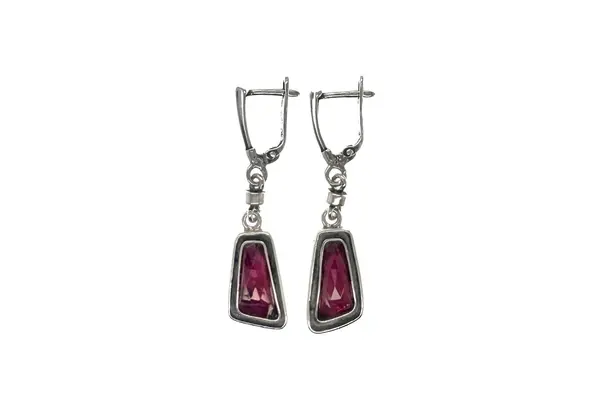 One-of-a-kind earrings with Corundum