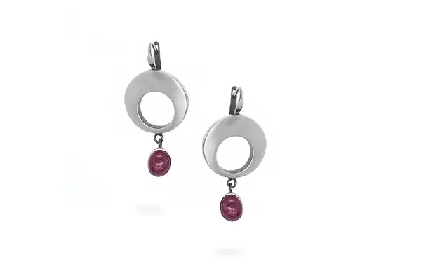One-of-a-kind earrings with Corundum