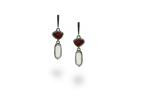 One-of-a-kind earrings with Quartz and Corundum