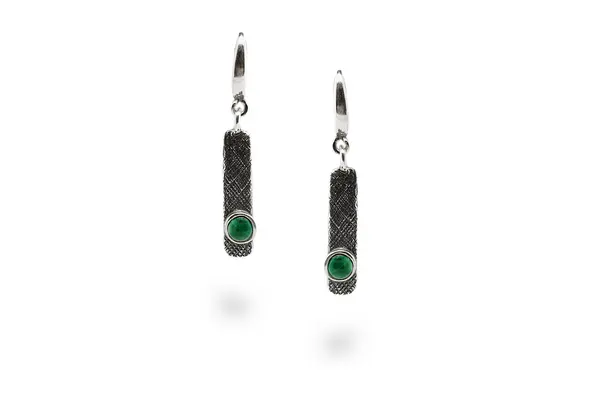 One-of-a-kind earrings with Malachite