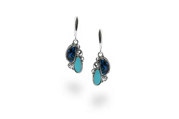 One-of-a-kind earrings with Mother-of-pearl and Turquoise