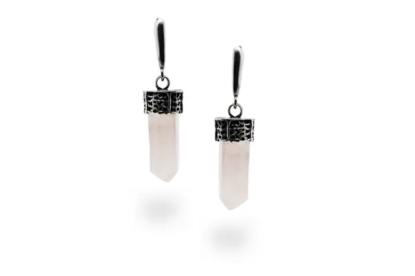 One-of-a-kind earrings with Rose quartz
