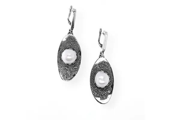 One-of-a-kind long earrings with Cultured pearl