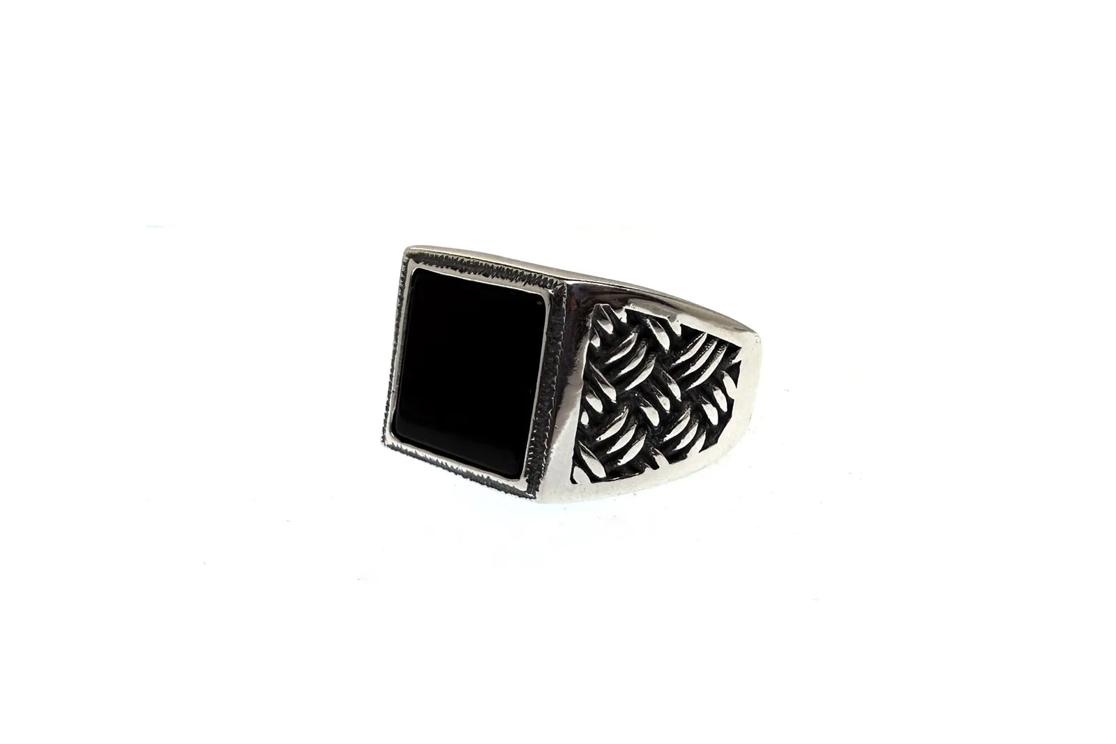 Silver ring for man with Onyx Ž0000351180